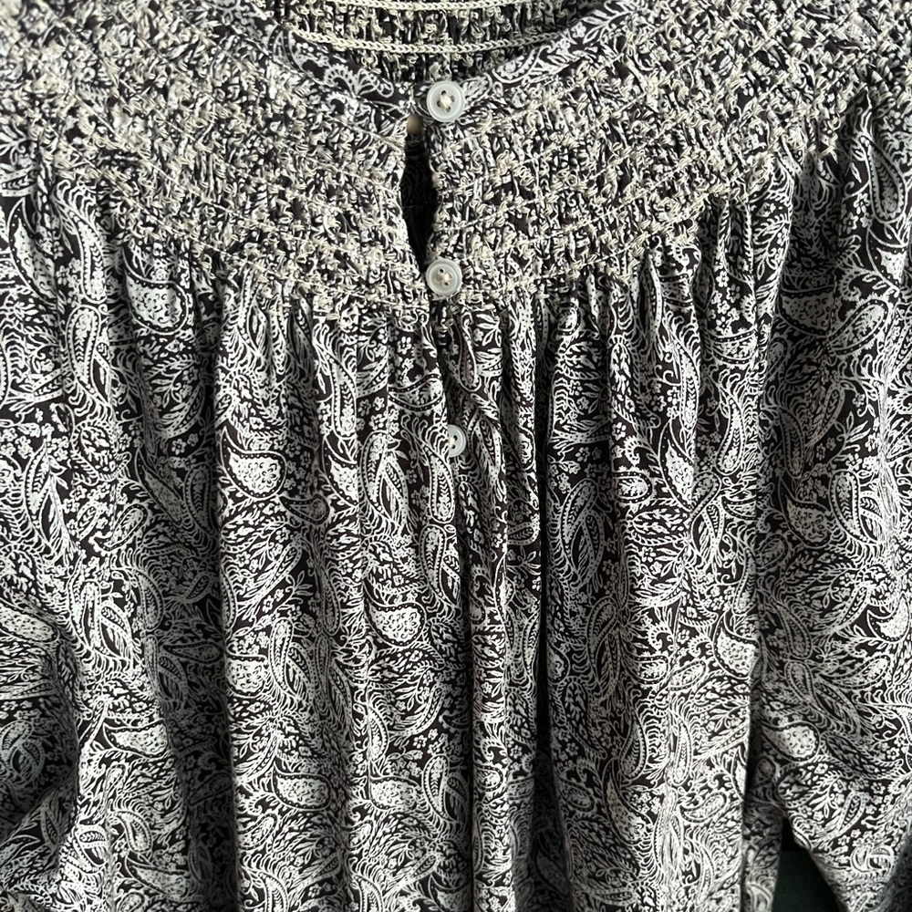 ABLE Paisley Cotton Smocked Button Blouse - Picture 3 of 7
